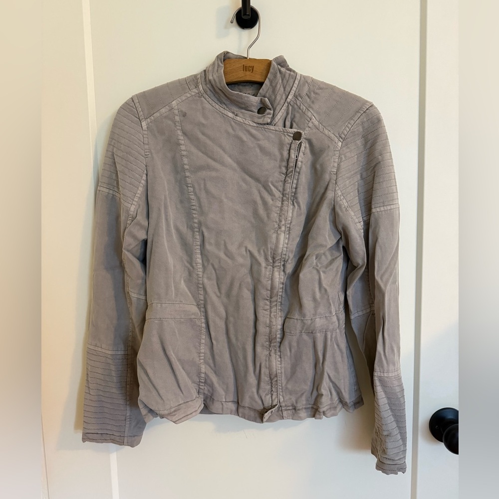 Lucky Brand Grey Canvas Moto Jacket